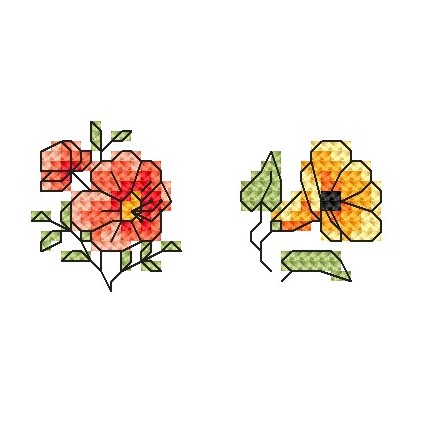 Printed Cross Stitch Pattern Keyring Flowers