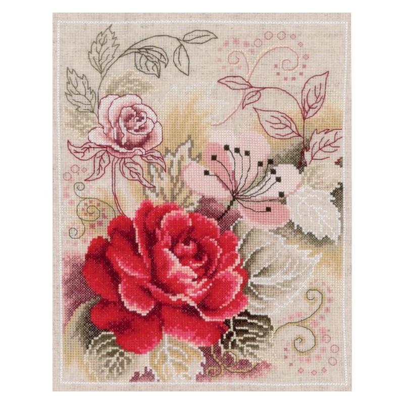 Cross stitch kit - Glass with rose wine - Coricamo