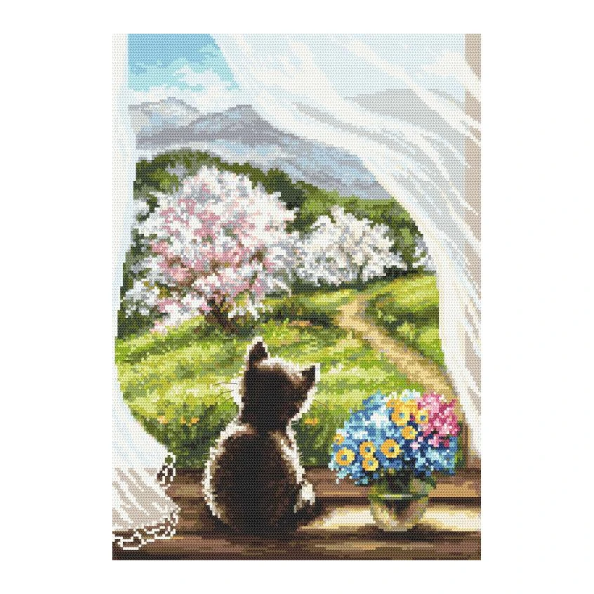 Cross stitch tapestry kit - Pensive kitten - Coricamo