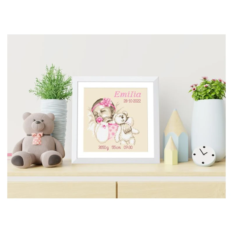Baby Cross Stitch Smooth Tough Clear Print Colorful Bright Gloss Decorative  Eco Cotton Little Angel Birth Certificate Embroidery Kit Birthday Gift 
