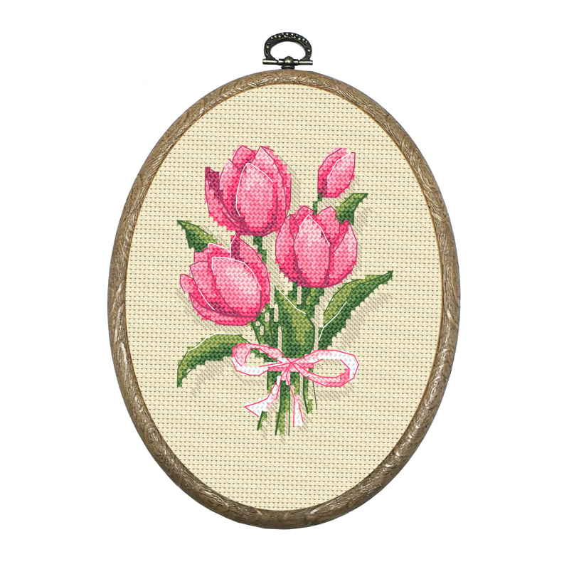 Tulip Counted Cross Stitch Kit Pink