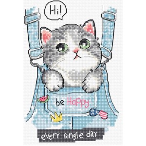 Cross stitch tapestry kit - Pensive kitten - Coricamo