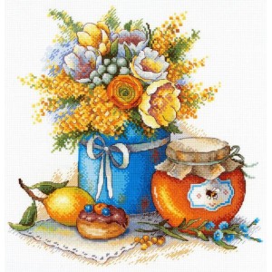 Cross stitch kit - Glass with rose wine - Coricamo