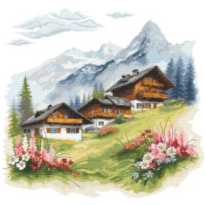 Woodland Cottage Cross Stitch Pattern PDF Mountain Cabin Cross Stitch Chart  