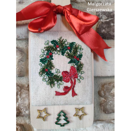 Plaid Counted Cross Stitch Wreath Christmas Ornament Kit #91905E