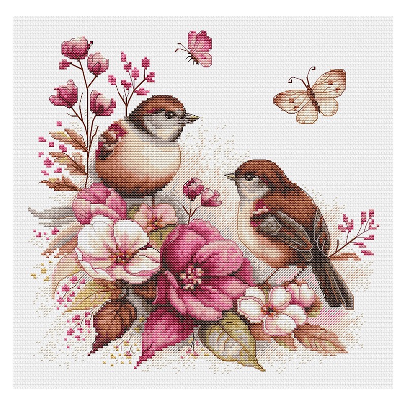 Cross Stitch Kits Birds Cross Stitch Kits Stamped Cross Stitch for Beginners  Arts and Crafts Embroidery Kits for Home Decor 12x16Inch bronze