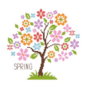 Zn 10911 Cross Stitch Tapestry Kit - Säsongsträd - Våren
