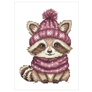 W 10936 Cross Stitch Pattern PDF - Winter Raccoon