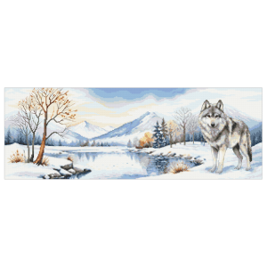 Z 11058 Cross stitch kit - Wolf and winter mountains