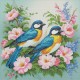 NCP 2308 Cross Stitch Kit με τυπωμένο φόντο - πουλιά λουλουδιών