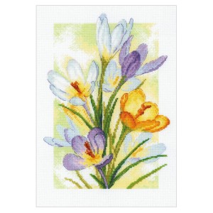 RIO 2190 Cross stitch kit with mouline - Spring glow. Crocuses