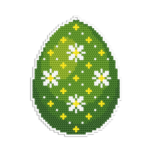 ZI 11090 Cross stitch kit with mouline and beads - Pendant - Green Easter egg