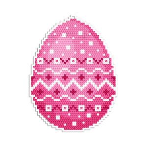 ZI 11091 Cross stitch kit with mouline and beads - Pendant - Pink Easter egg