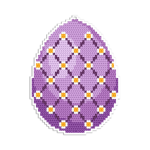 ZI 11092 Cross stitch kit with mouline and beads - Pendant - Purple Easter egg