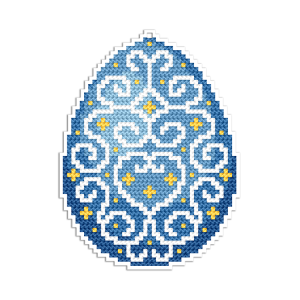 ZI 11093 Cross stitch kit with mouline and beads - Pendant - Blue Easter egg