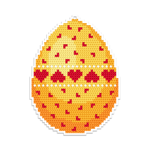 ZI 11094 Cross stitch kit with mouline and beads - Pendant - Yellow Easter egg