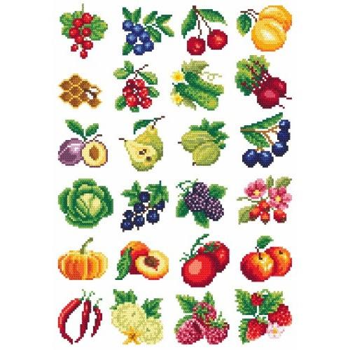 Printed Cross Stitch Pattern Fruit Madness Coricamo