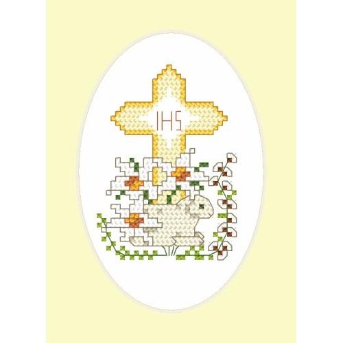 Printed Cross Stitch Pattern Easter Postcard Lamb Coricamo