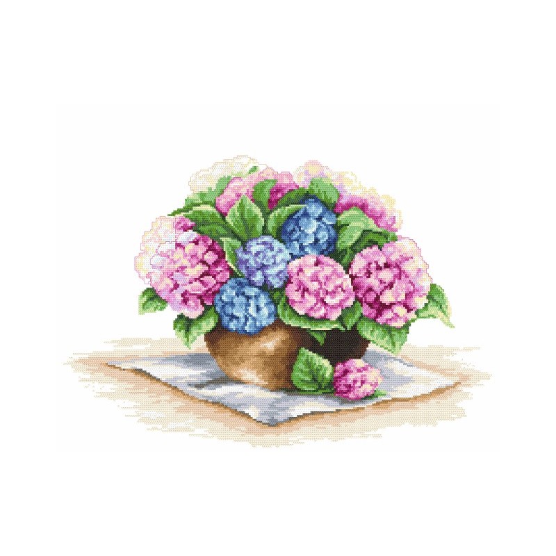 Cross stitch pattern PDF - Hortensia in a vase