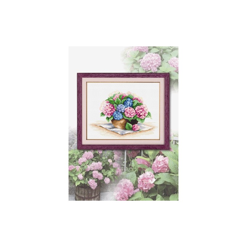 Cross stitch pattern PDF - Hortensia in a vase