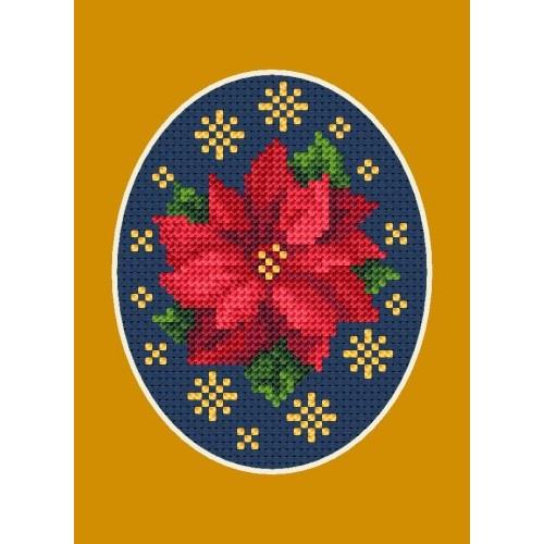 Cross Stitch Pattern Pdf Christmas Card Poinsettia With Stars Coricamo