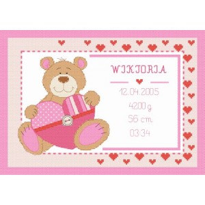 Cross stitch pattern PDF - Birth certificate for a baby - Coricamo