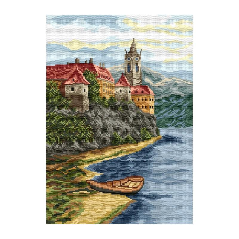 Printed Cross Stitch Pattern A Castle On A Hill Coricamo