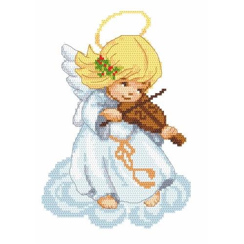 Printed Cross Stitch Pattern Angel With Violin Coricamo