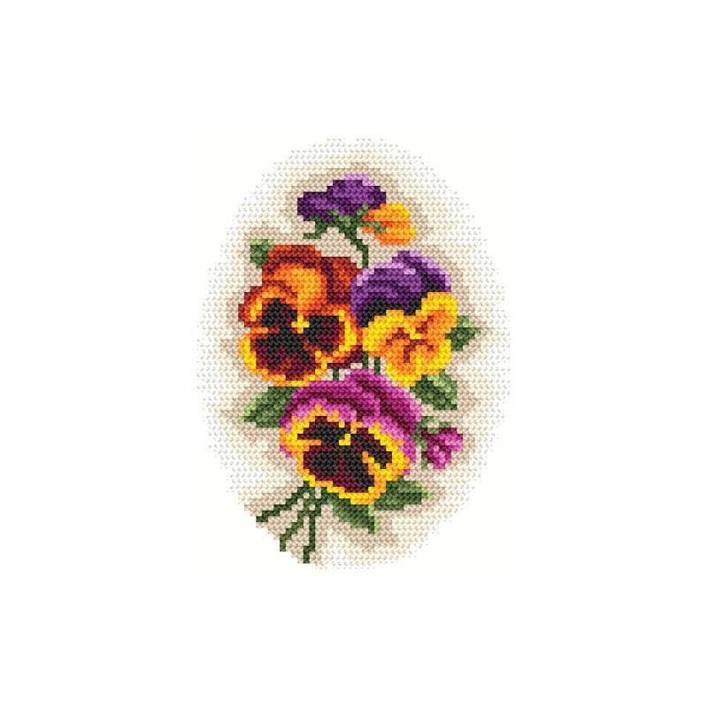 Cross Stitch Kit Pansies Coricamo