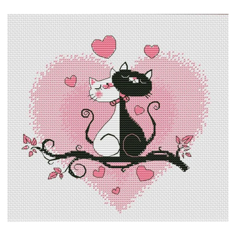 Cross stitch kit Romantic cat