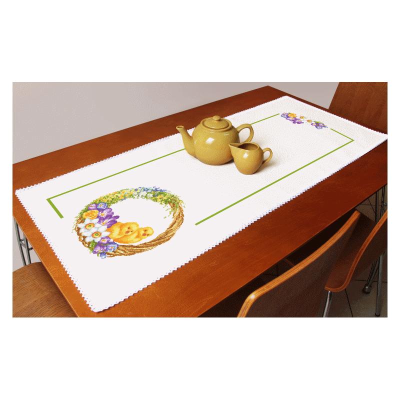 Cross stitch kit with a runner - Spring table runner