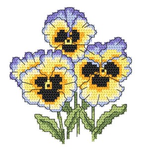 GC 10253 Cross stitch pattern - Rococo pansies