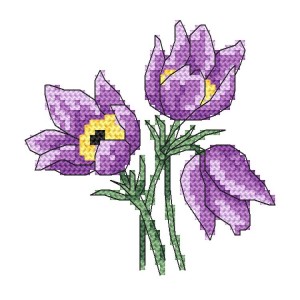 GC 10259 Cross stitch pattern - Charming pasque-flowers