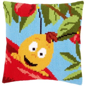 Cross stitch tapestry kit - Cushion - Hedgehog with apples - Coricamo