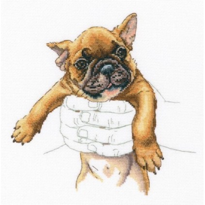 ZTM 821 Cross Stitch Kit - σε παλάμες - Γαλλικό μπουλντόγκ