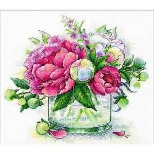 Cross stitch kit - Glass with rose wine - Coricamo