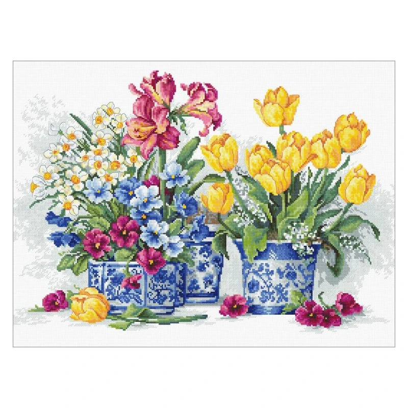 Z1535 Homefun Cross Stitch Kits Package Floral Needlework Counted Cross-Stitching  Kits Cross Stich Set Painting