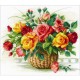 Rio 1722 Kit Cross Stitch com Mouline - cesta com rosas