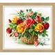 Rio 1722 Kit Cross Stitch com Mouline - cesta com rosas