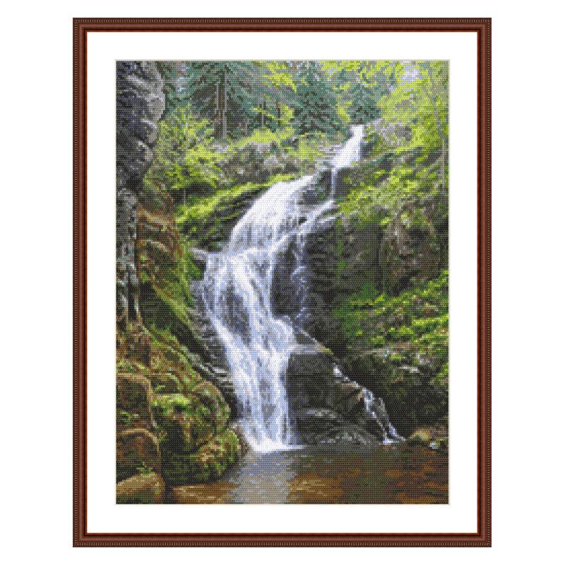 Cross stitch pattern PDF - Mountain waterfall